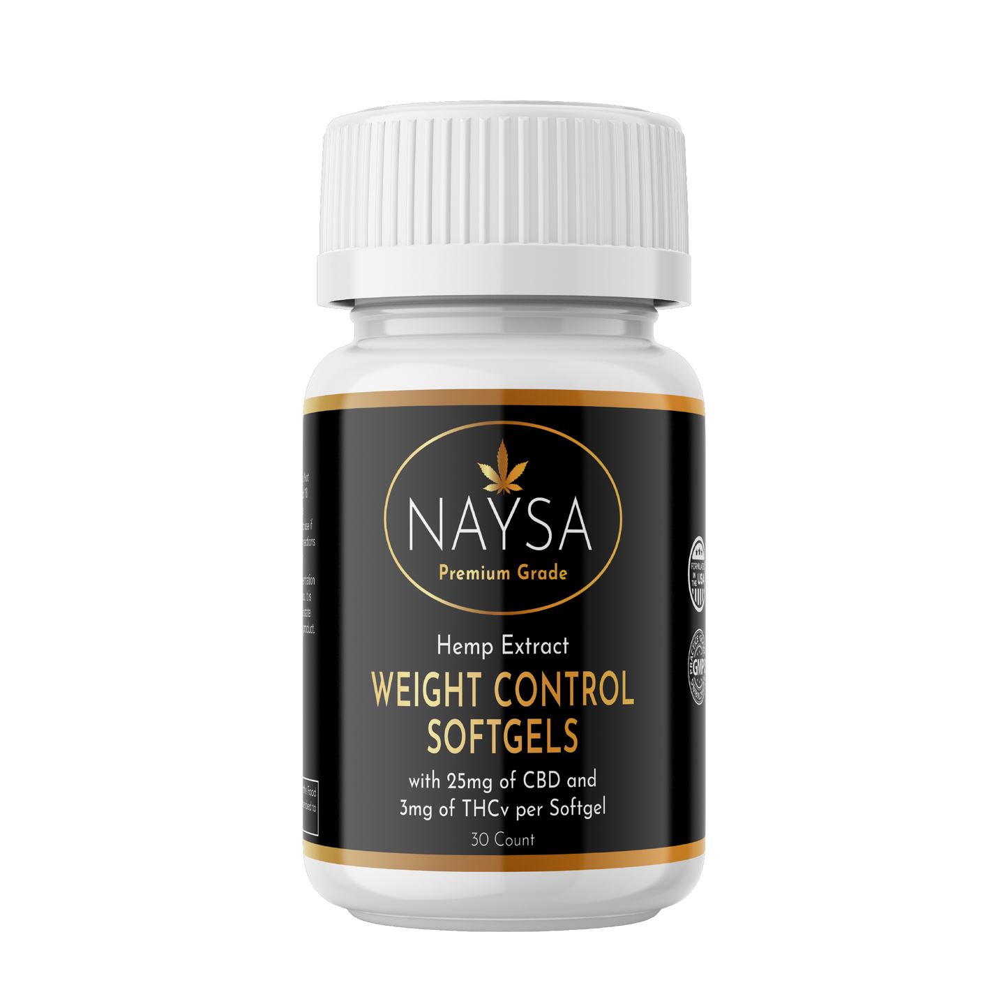 NAYSA Weight Control Softgels with 25mg CBD & 3mg THCv
