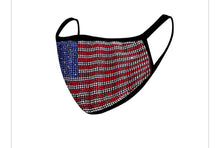 Load image into Gallery viewer, Flag Bling Rhinestone Mesh Face Mask