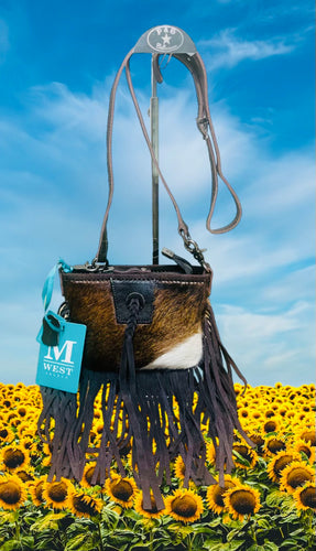 Montana West Genuine Leather Hair-On Collection Fringe Crossbody – Coffee
