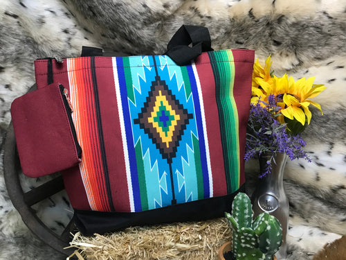 Aztec Canvas Bag with attached Coin Purse