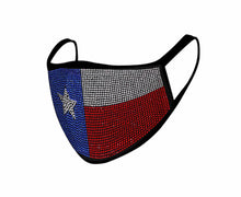 Load image into Gallery viewer, Texas Flag Print Bling Rhinestone Mesh Face Mask