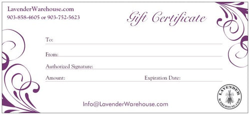 Lavender Warehouse Gift Certificates